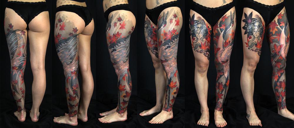 Tattoos - Crane and maple leaves - 127418